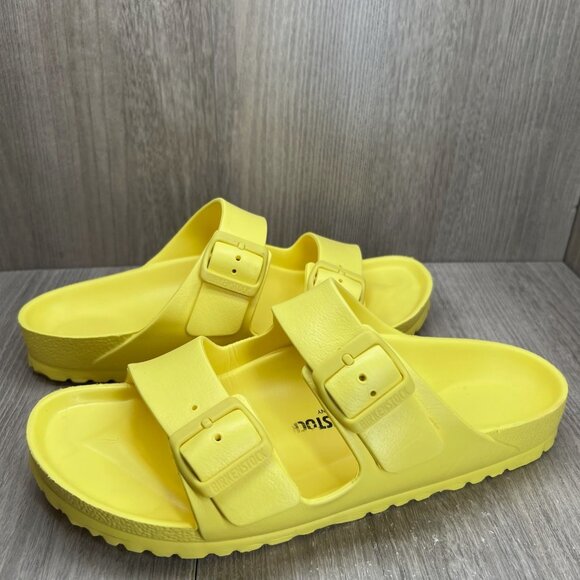 Birkenstock Arizona EVA Sandals Unisex Size L10 M8 Slip-on Slide Flexible Yellow - Picture 7 of 12